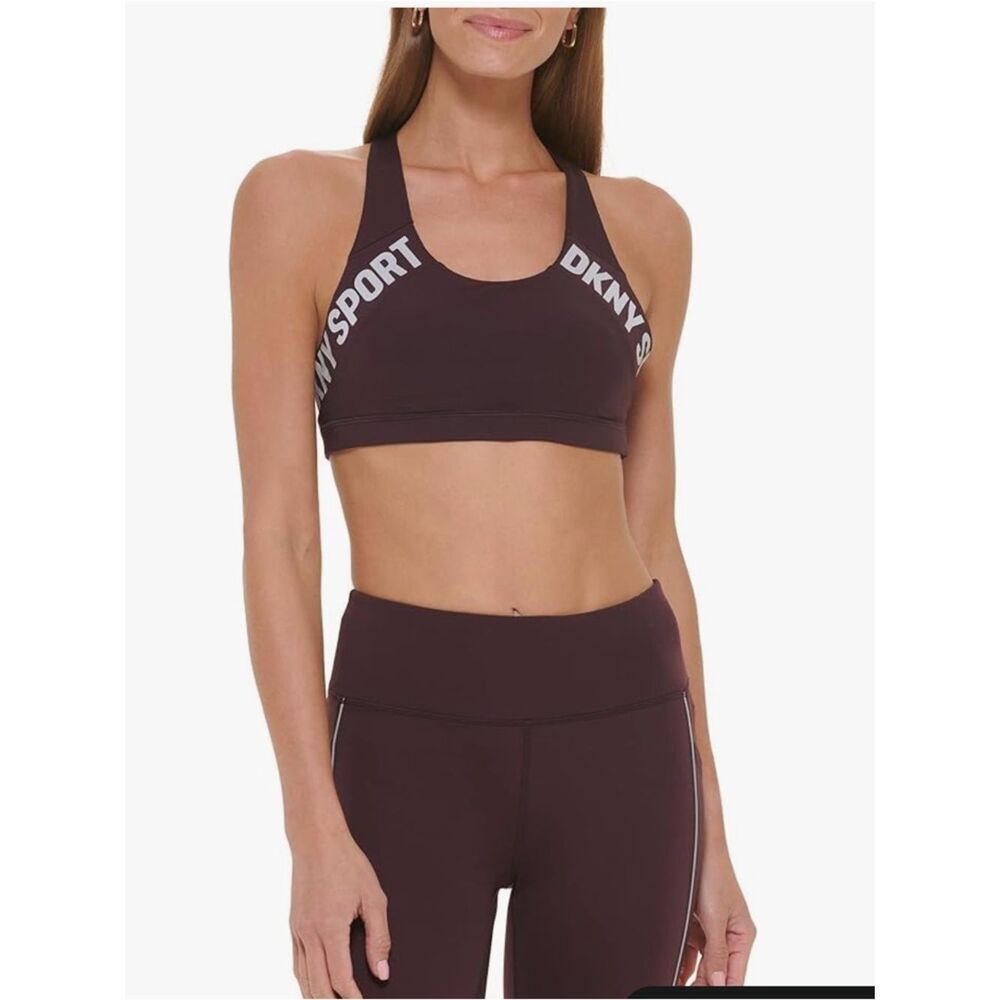 DKNY Sport Racerback Sports Bra in Deep Plum